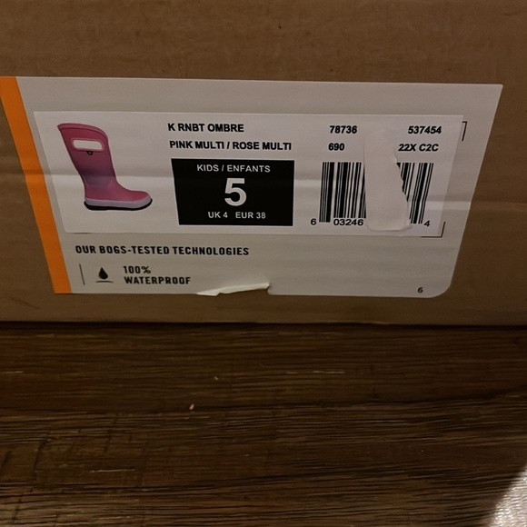 Bogs Kids Rain Boots Ombre Pink/Rose Multi Youth Size 5 - Picture 6 of 8